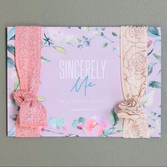 “A” Compact, Mirror, Lip Balm, & Metallic Floral Filigree Hair Ties Gift Set - Picture 5 of 8